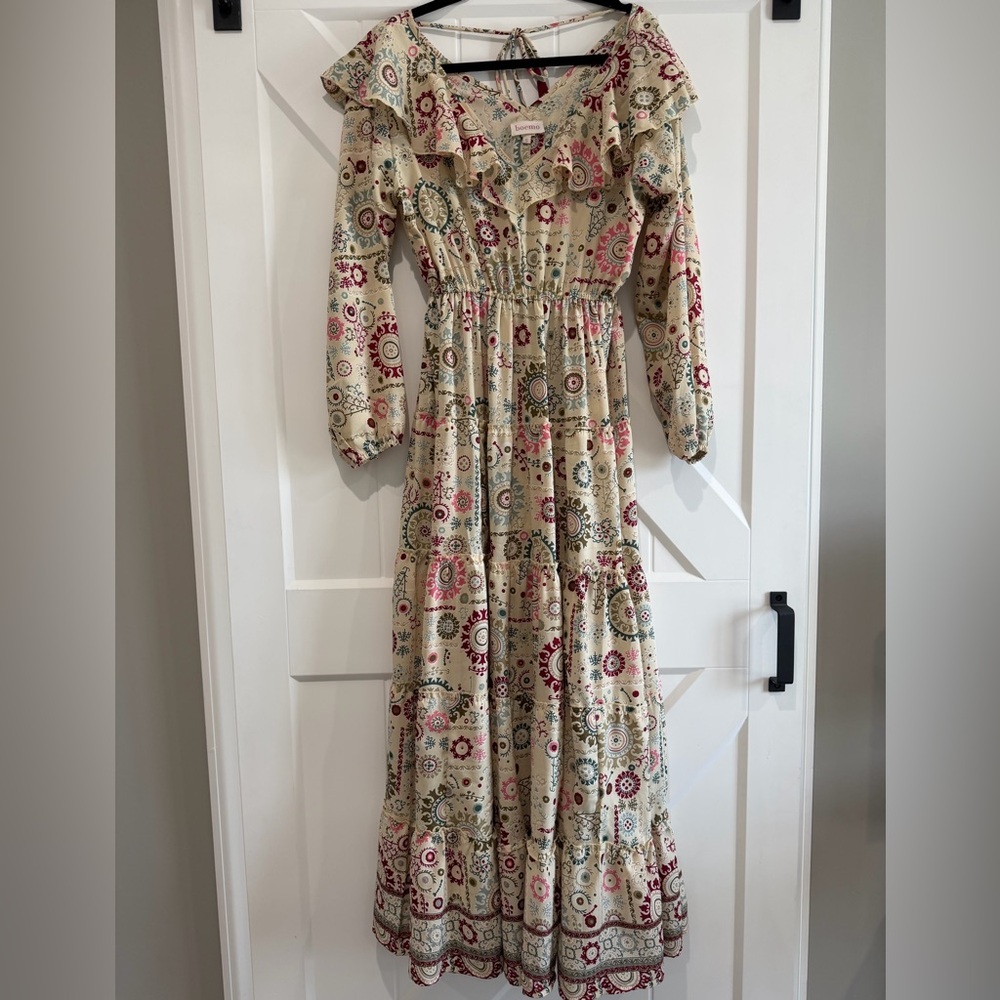Anthropologie Floral Long Sleeve Maxi Dress